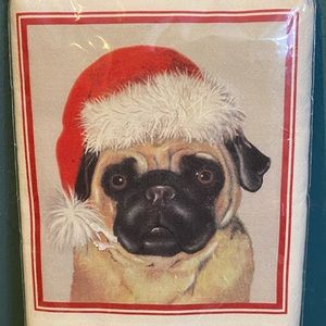 NWT Mary Lake Thompson SANTA PUG FLOUR SACK TOWEL 30”x30”